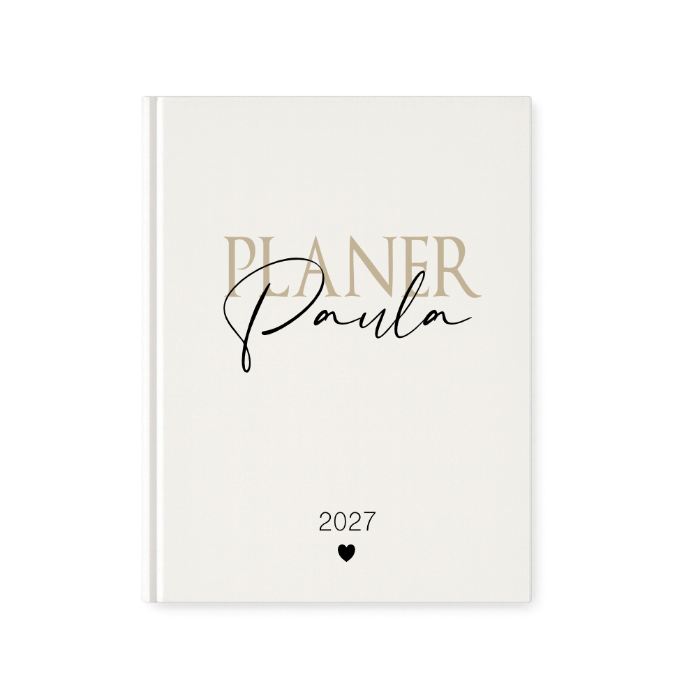 Personalisierter Terminplaner 2027 Din A5 | Hardcover Buchkalender mit Name | Weißes Cover, Modernes Design