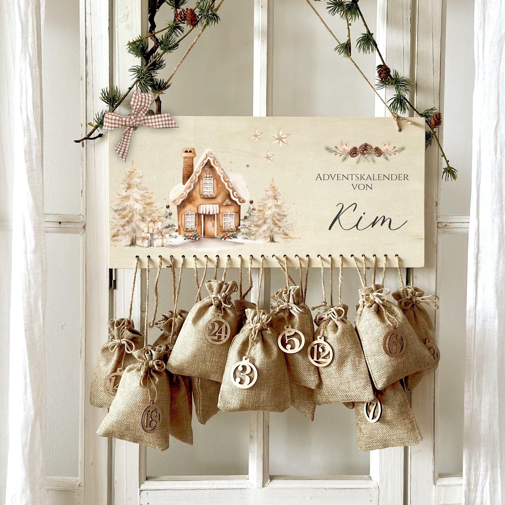 Herz & Heim® DIY Adventskalender Zum Selbst Befüllen – Personalisierbar Mit Namen, 24 Türchen, 28x35,5x10 Cm