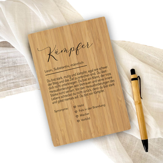 Notizbuch Kämpfer mit Namen Definition Geschenk Mann Freund Sohn Personalisiert Tagebuch Notizheft Journal Zuversicht Kraft Geschenk DIN A5