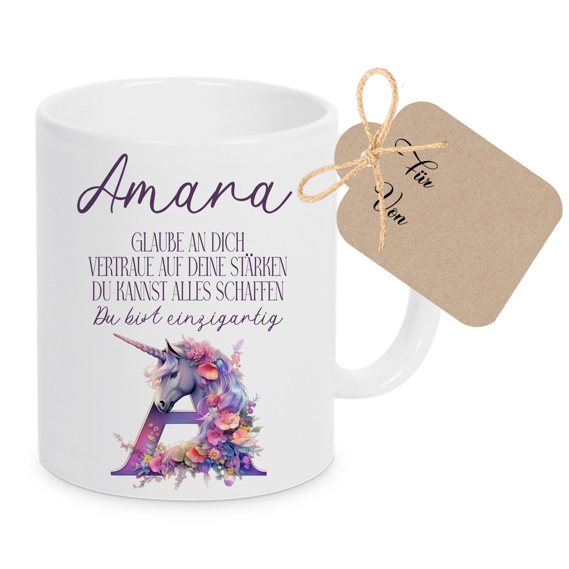 Tasse Personnalisée JUNIWORDS – Prénom Fille Avec Message De Naissance – Couleurs Au Choix