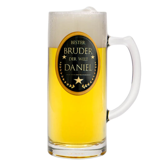 Bierglas Gravur Bruder Name Geschenk Geburtstag Bierkrug personalisiert Geburtstagsgeschenk Bester Bruder der Welt