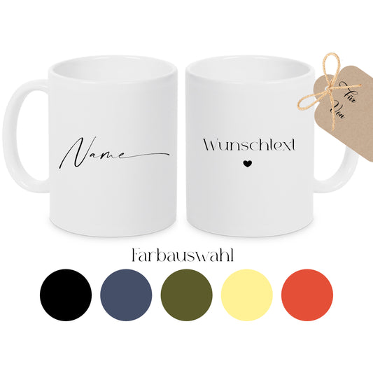Tasse mit Wunschtext und Namen aus Keramik | in 5 Farben erhältlich