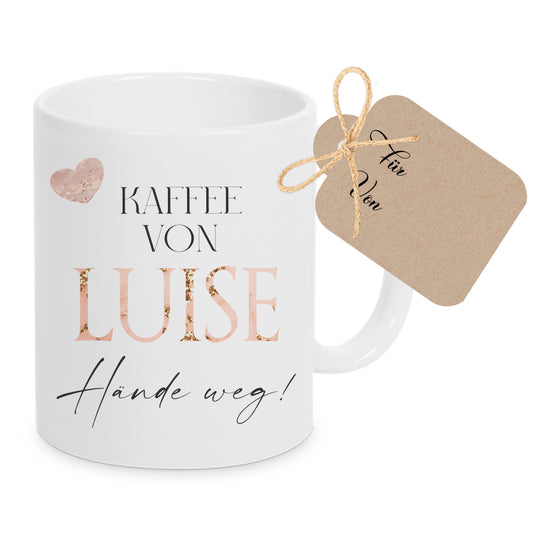 Tasse mit Spruch: Finger weg! und Namen Sie und Ihn | Kaffeetasse aus Keramik | 2 Motivvarianten zur Auswahl