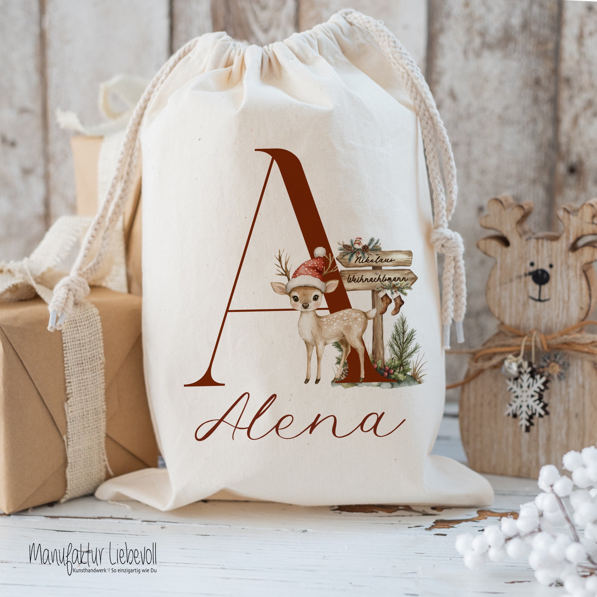 Nikolaussack Weihnachtsmannsack Geschenkesack Name Kinder
