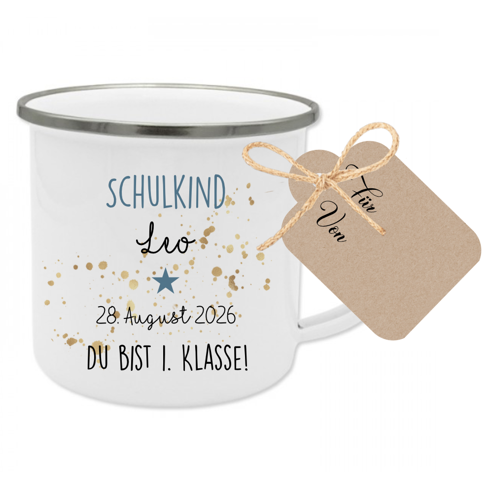 Personalisierte Tasse zur Einschulung | Geschenkidee mit Namen und Datum | 2 Farbvarianten zur Auswahl
