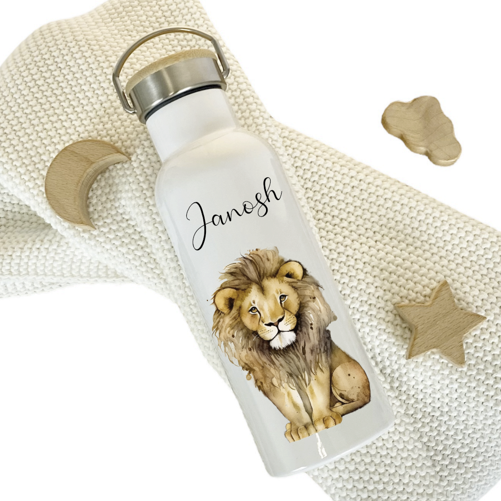 Kinder Trinkflasche Löwe als Geschenkidee mit Namen für Kinder