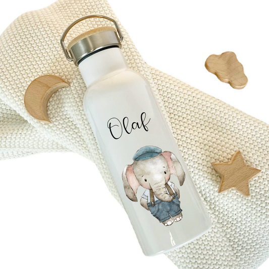 Kindertrinkflasche Elefant mit Namen als Geschenk für Kinder