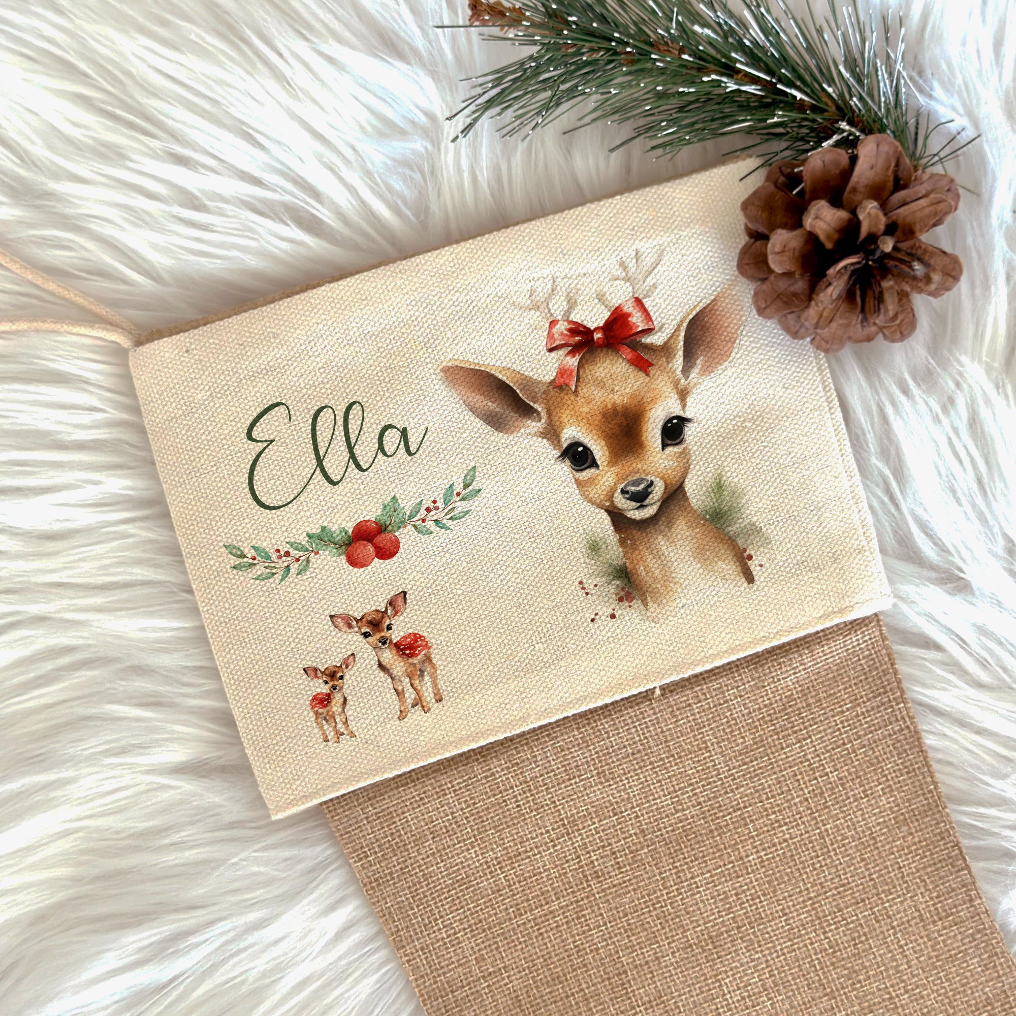 Personalisiert Weihnachtsstrumpf Mit Namen - Nikolausstiefel 45cm Zum Befüllen & Aufhängen (Schneemann Design)