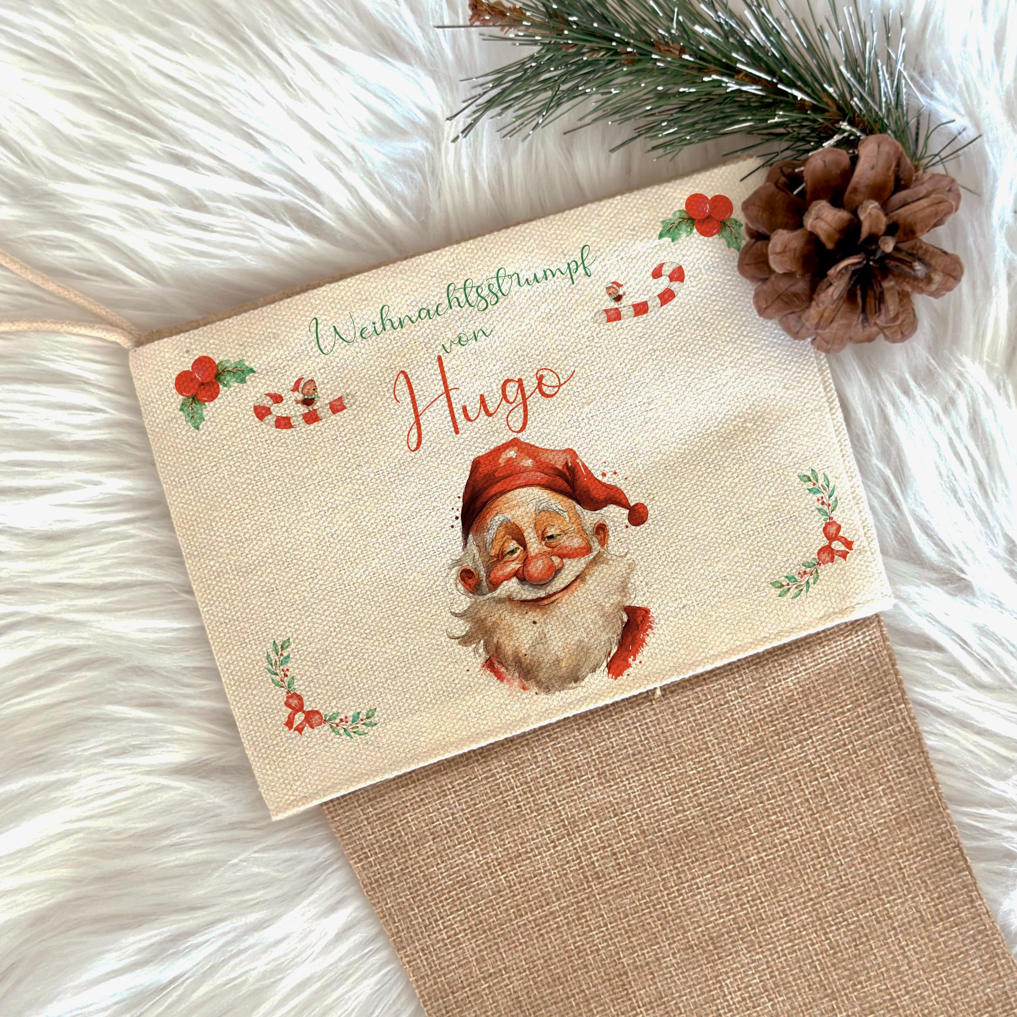 Personalisiert Weihnachtsstrumpf 46cm - Nikolausstrumpf Mit Namen Zum Befüllen