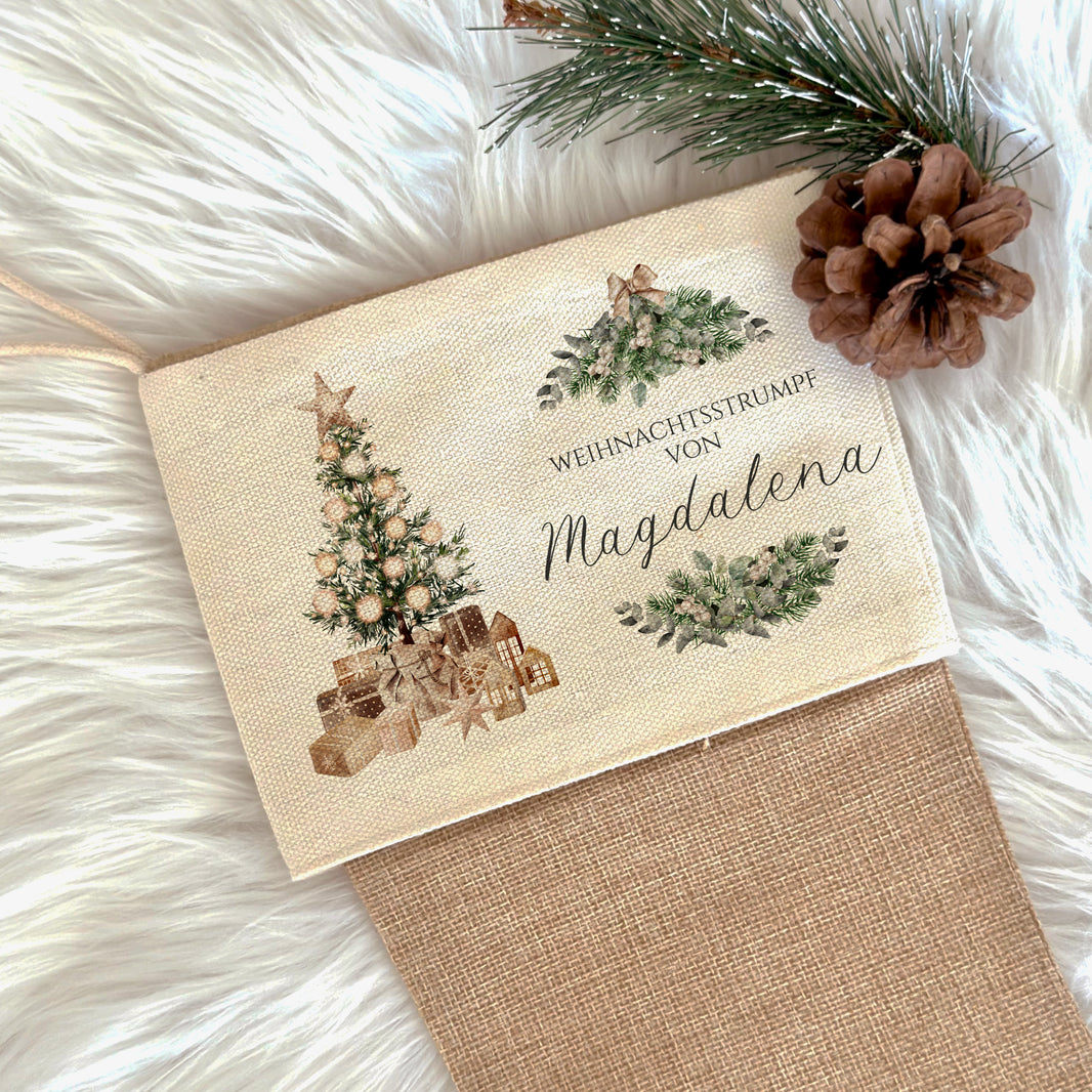 Generisch Personalisierte Weihnachtsstrümpfe Aus Filz, Jute