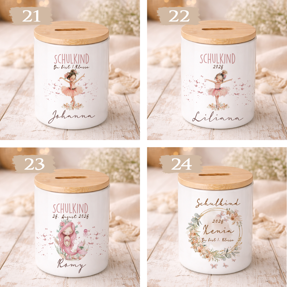 Einschulung Geschenk 2026 – Spardose personalisiert mit Namen – Schulkind Junge Mädchen – Geschenk zum Schulanfang