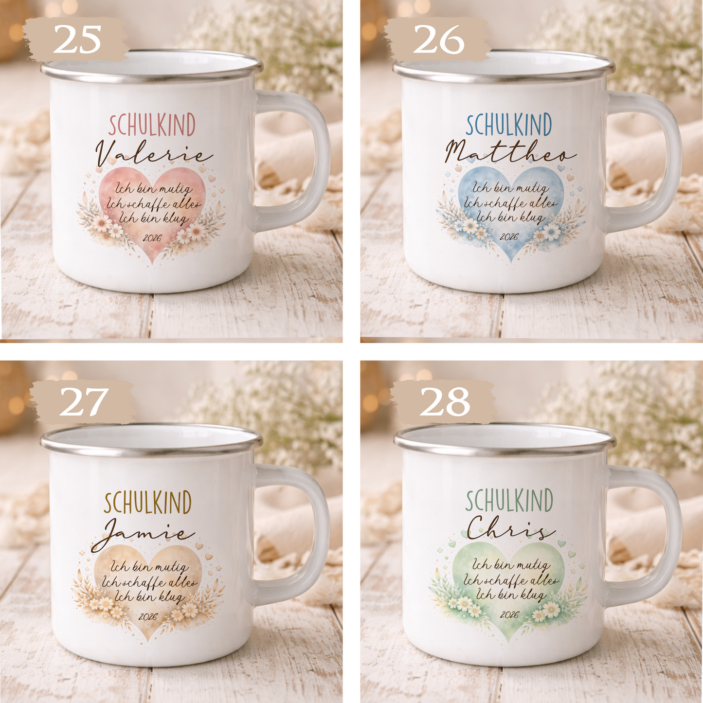 Einschulung Geschenk Schulkind 2026 I Personalisierte Kinder Tasse mit Namen viele Motive I Mädchen Einschulung Junge Geschenk Schulstart