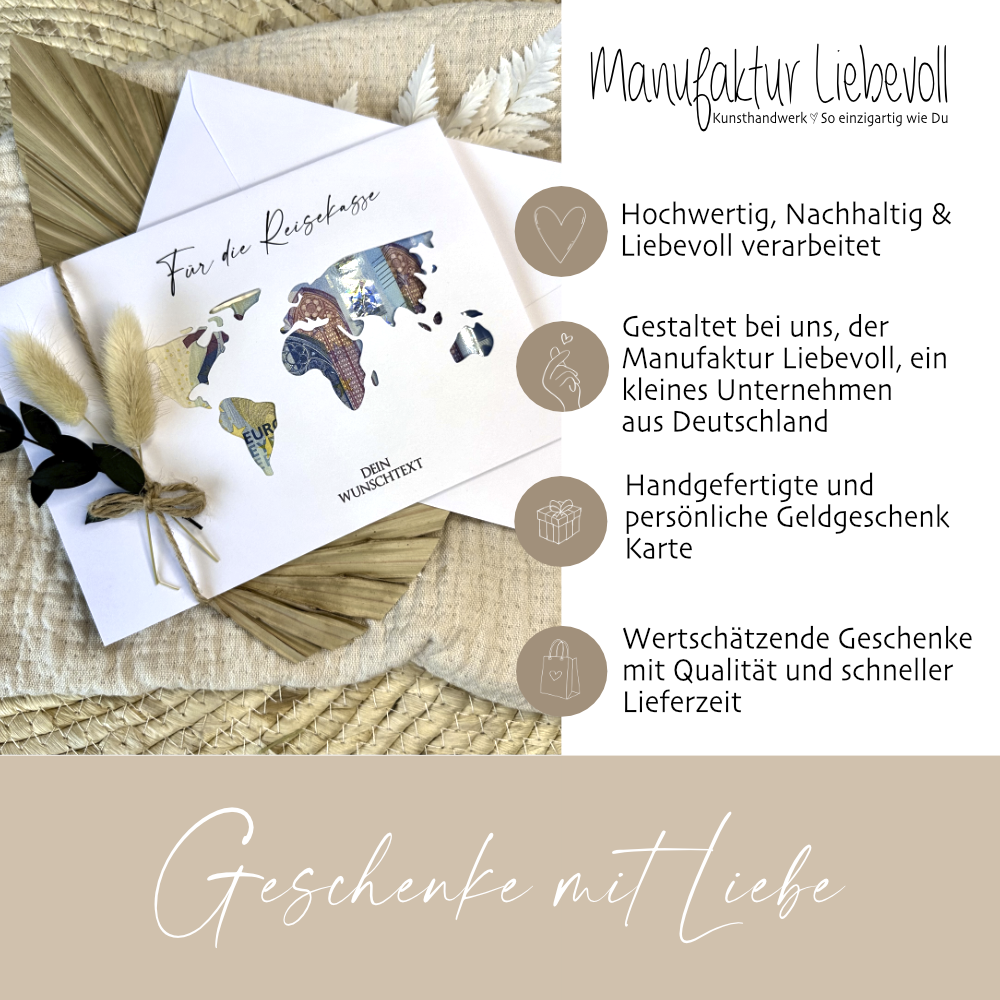 Geld Geschenk Karte Reisekasse personalisiert als Geschenkidee