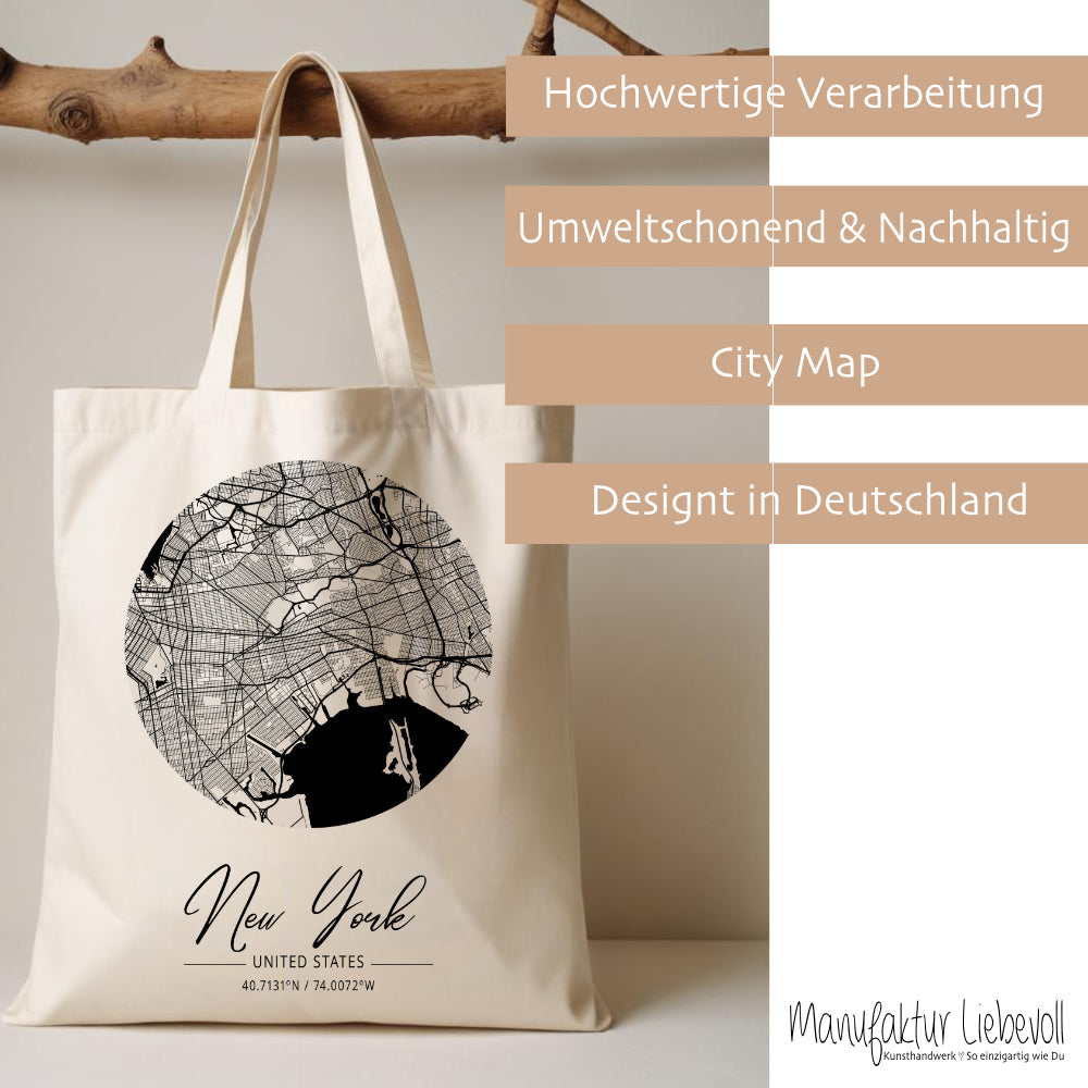 Stoffbeutel City Map mit 23 Städten zur Auswahl ... New York London Berlin Paris uvm.