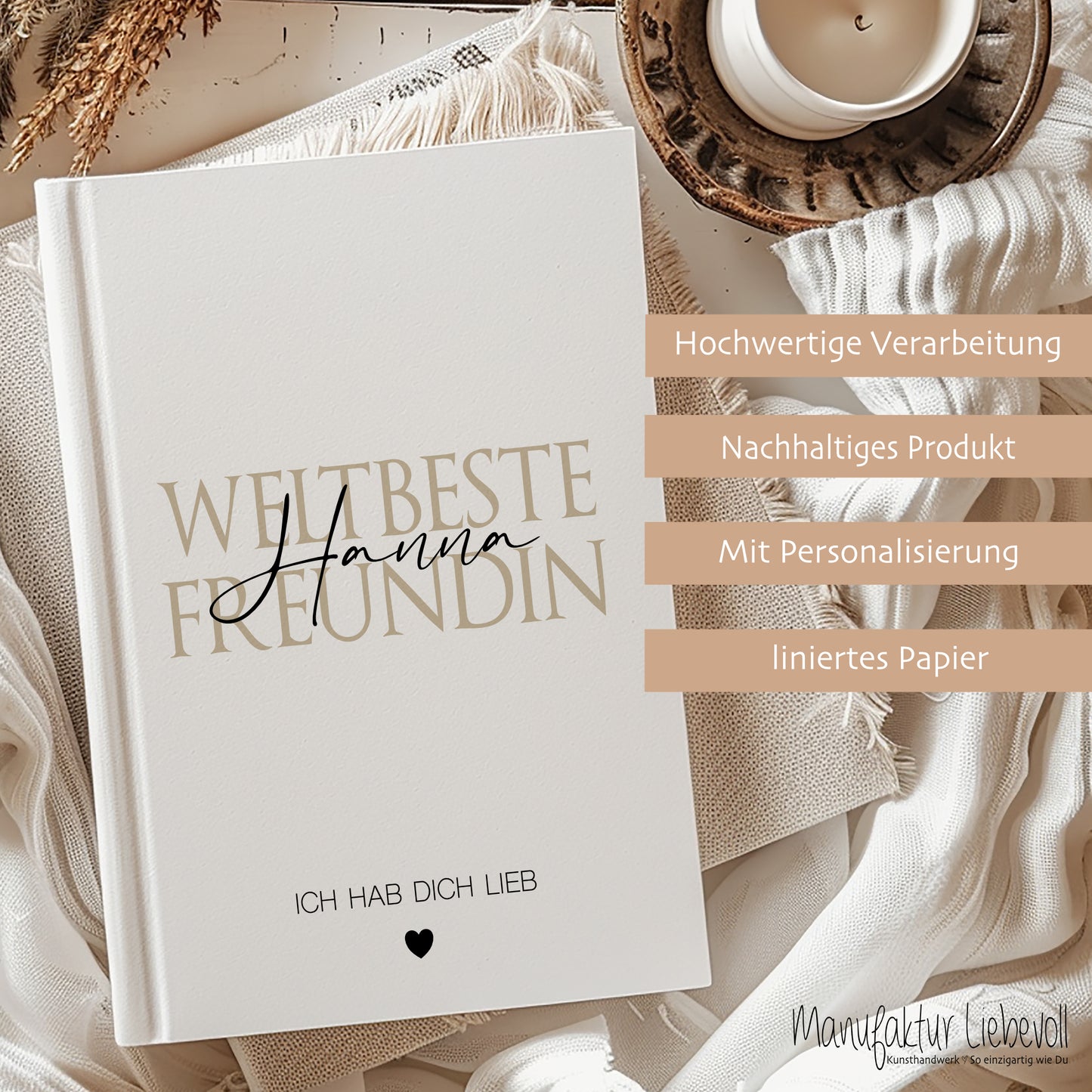 Notizbuch Freundin Geschenk mit Namen personalisiertes Notizheft weltbeste Freundin, weltbester Freund, Partner, Herzensmensch