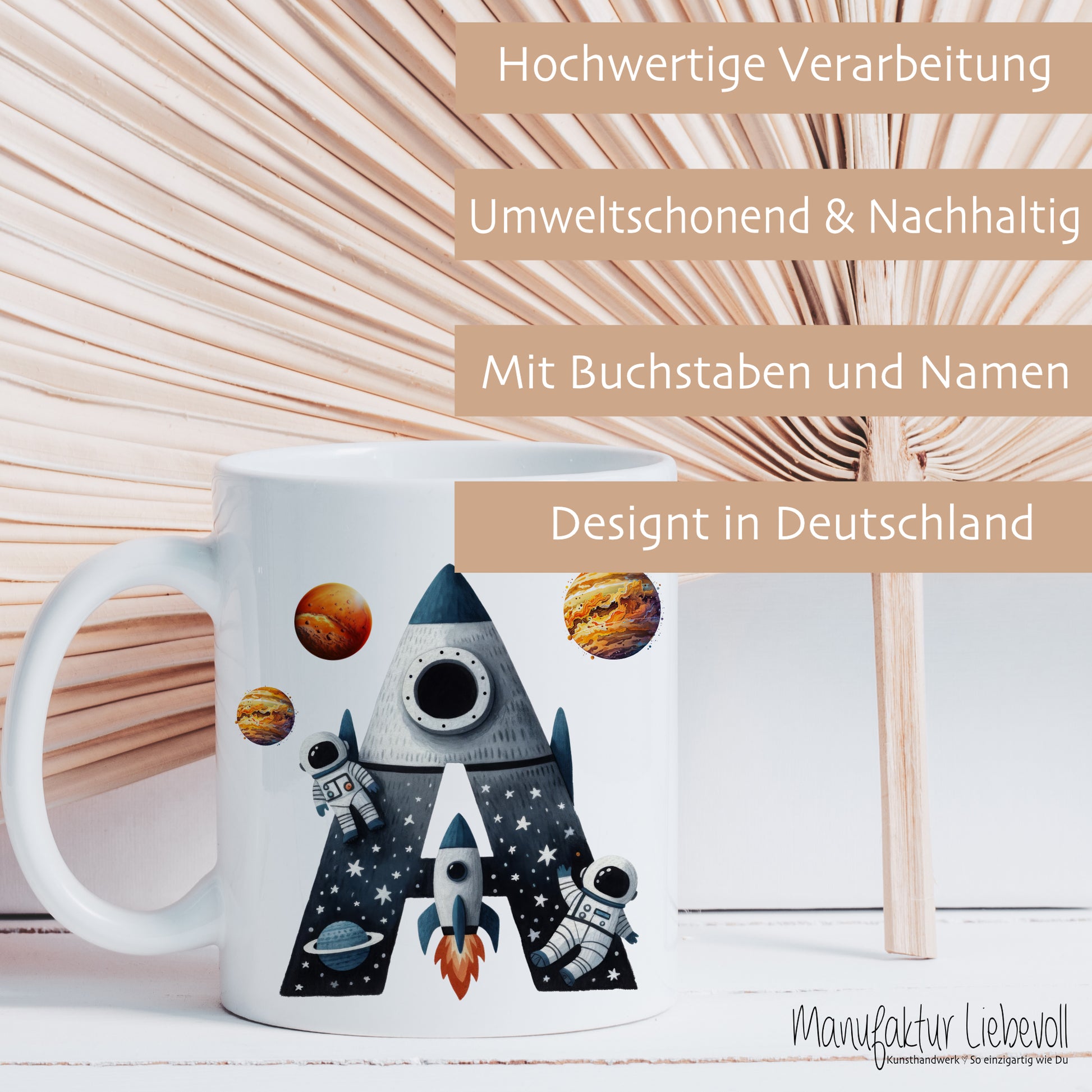 Spruch Tasse mit Namen und Buchstaben als Geschenk für Jungen
