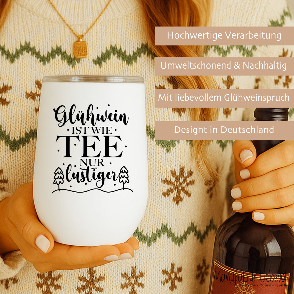 Glühweinbecher Edelstahl mit Deckel – Thermobecher Weihnachten | 350ml, 5 Motive