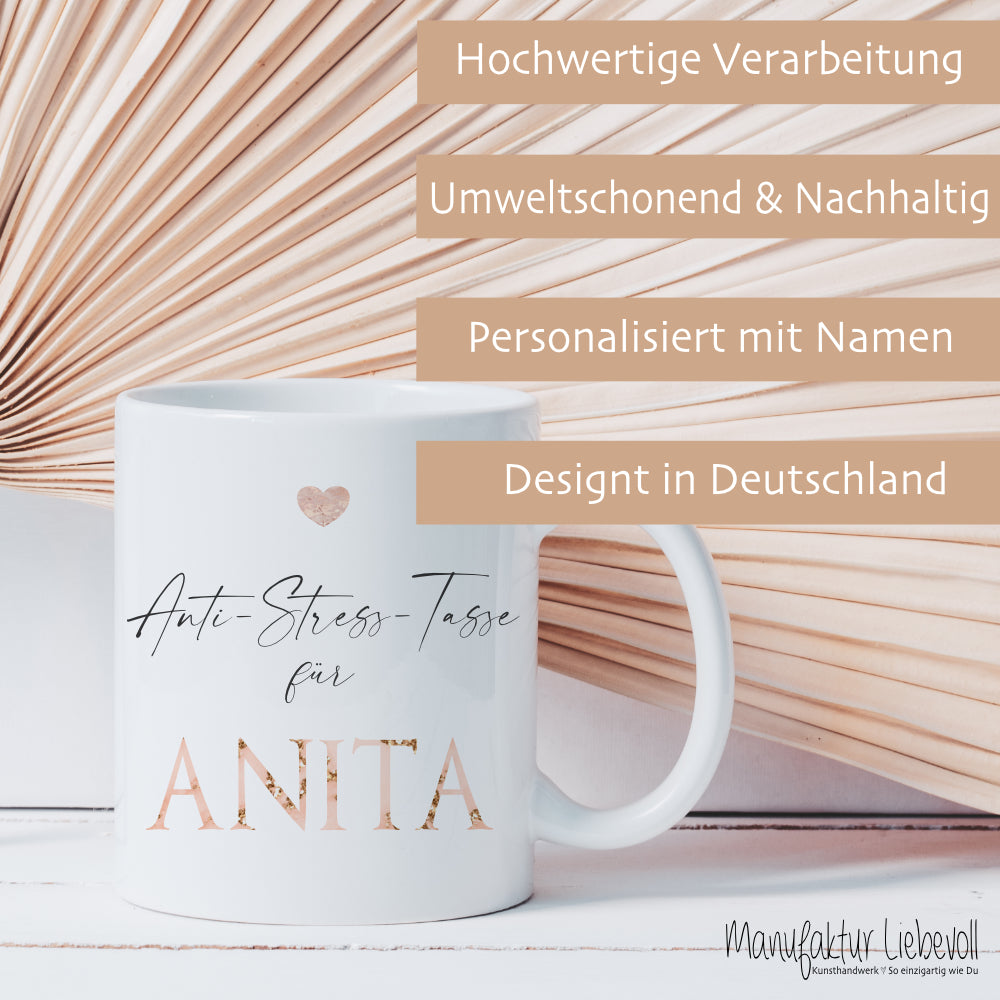 Anti Stress Tasse mit Namen | Kaffeetasse aus Keramik