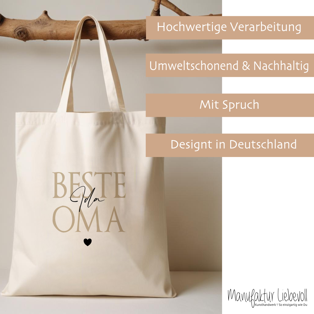 Personalisierter Stoffbeutel, 3 Motive: Beste Mama, Beste Oma, Beste Schwester