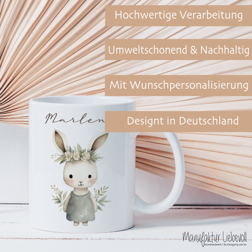 Personalisierte Ostertasse mit Osterhasen, 3 Motive zur Auswahl