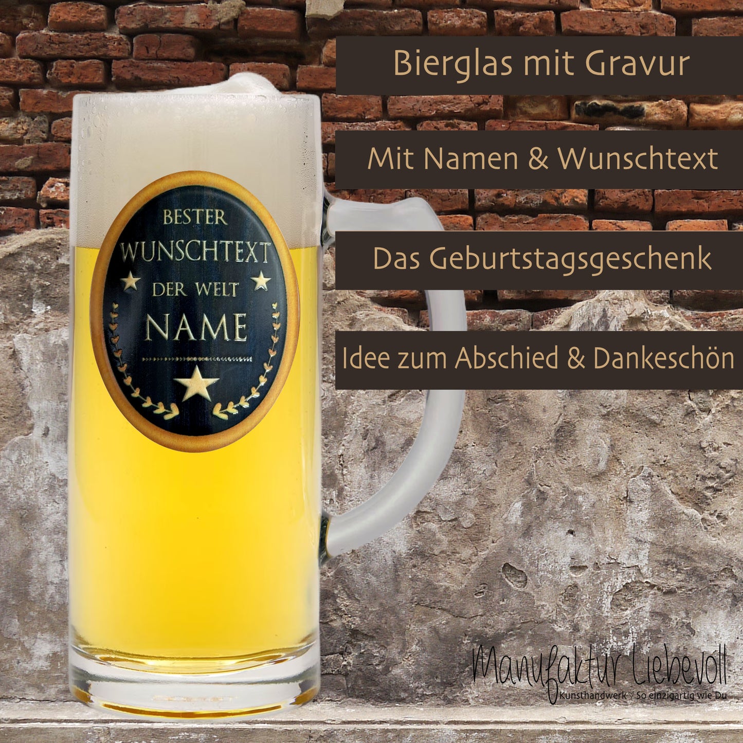 Bierglas Gravur Name Spruch Wunschtext Geschenk Geburtstag 