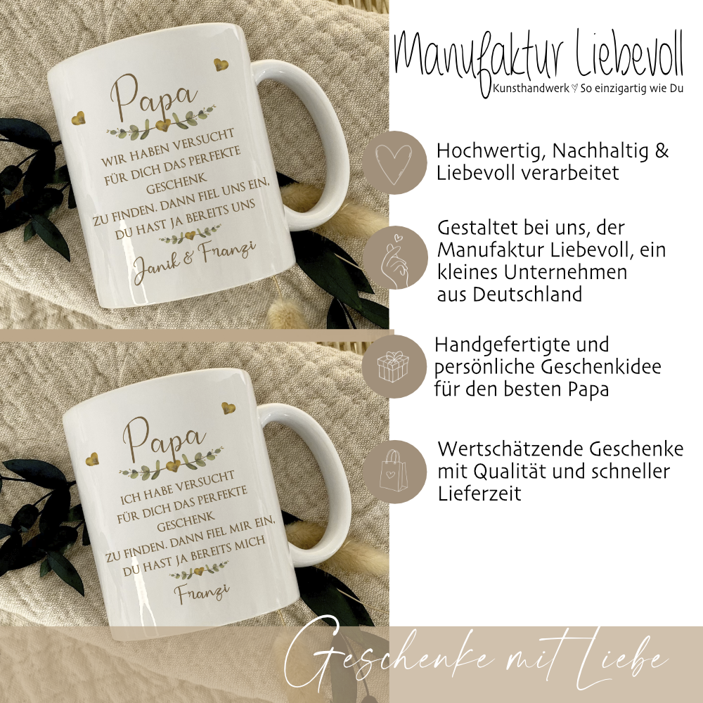 Keramiktasse - Mama - Oma - Papa - Opa mit Spruch und Namen der Kinder | Personalisierte Kaffee- Teetasse  | 8 Varianten zur Auswahl