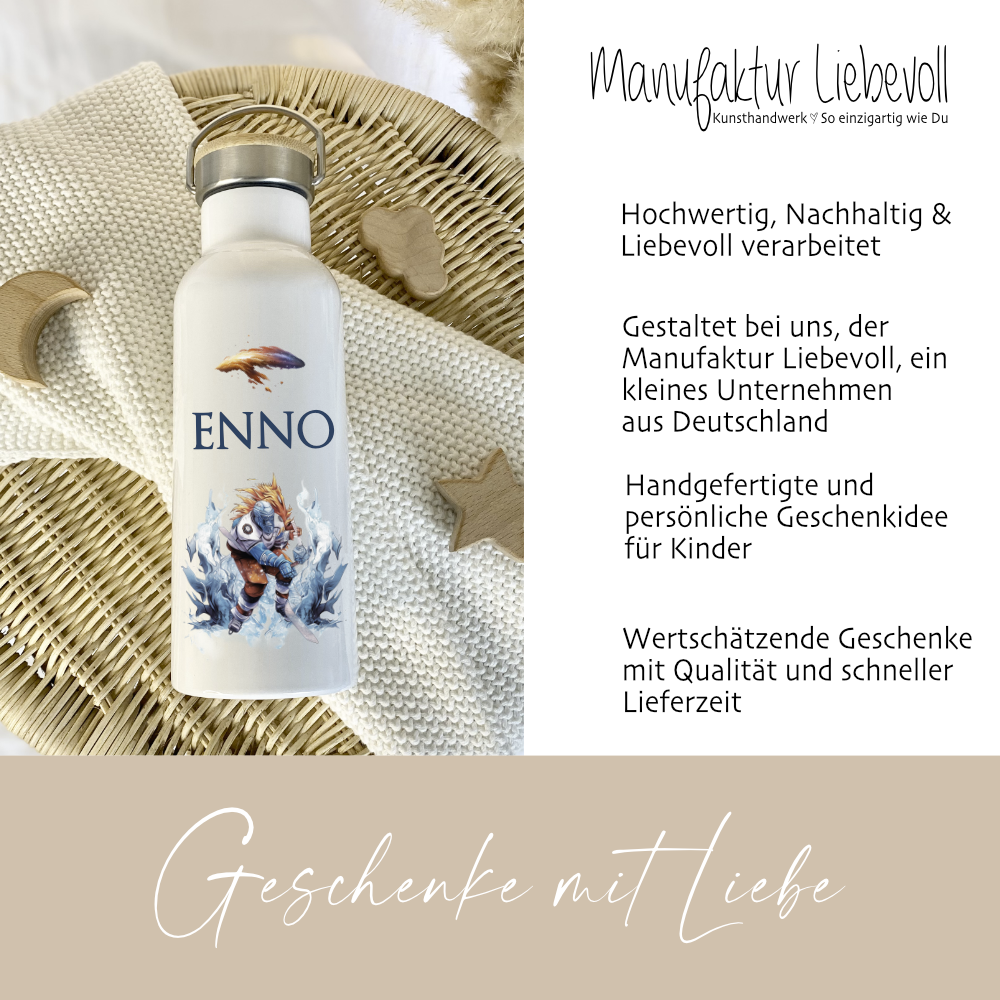 Eishockey Trinkflasche mit Namen als Geschenk für Kinder