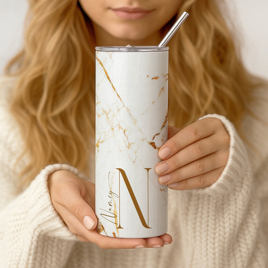 Thermobecher personalisiert 20 oz – Edelstahl Kaffeebecher to go mit Strohhalm, Doppelwandig, Geschenk für Frauen, Beste Freundin Geschenk