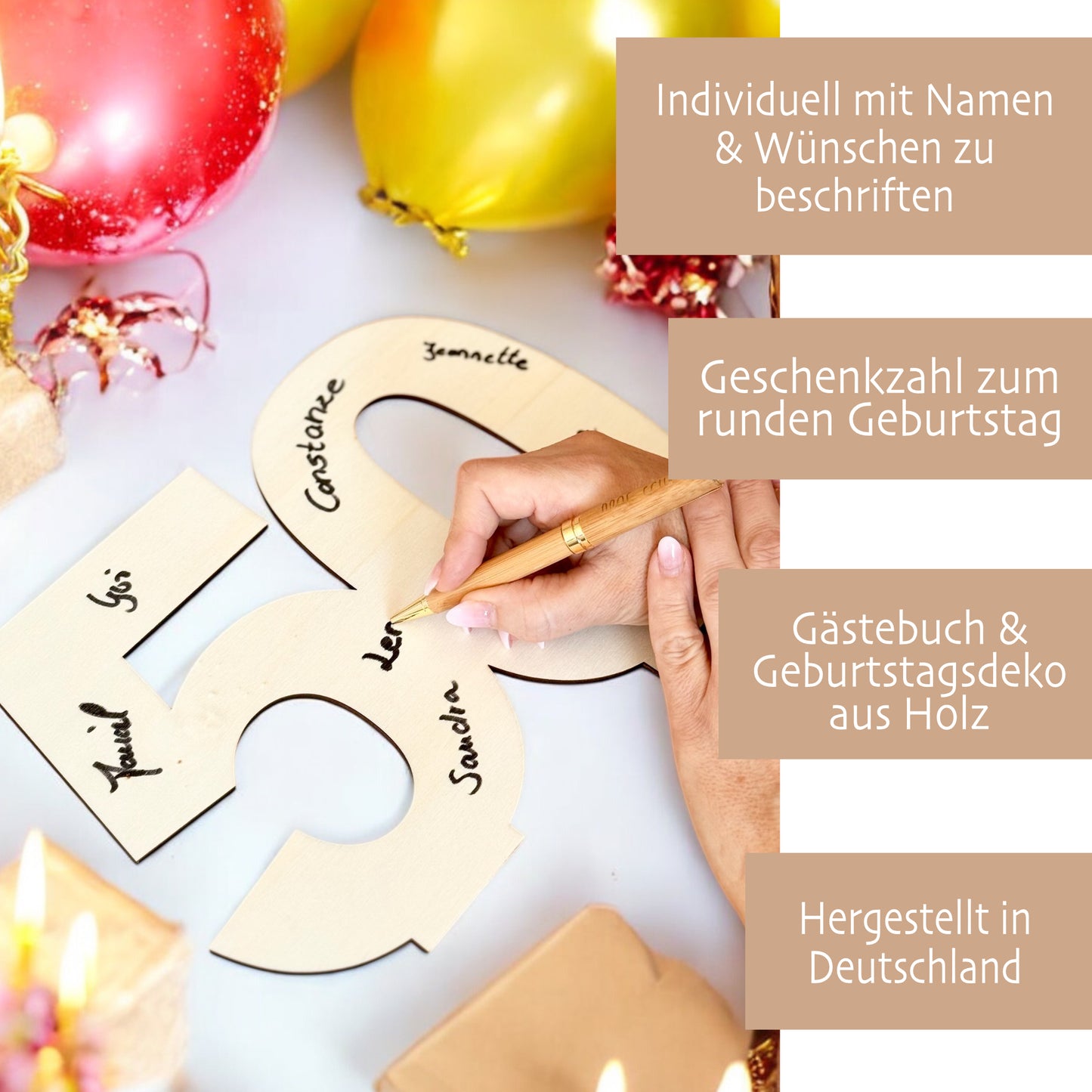Geburtstag Geschenk Frauen & Männer 18 20 30 40 50 60 70 80 90 Geldgeschenke Gästebuch Holz  Geburtstag LED Deko Personalisierte Geburtstagsgeschenke