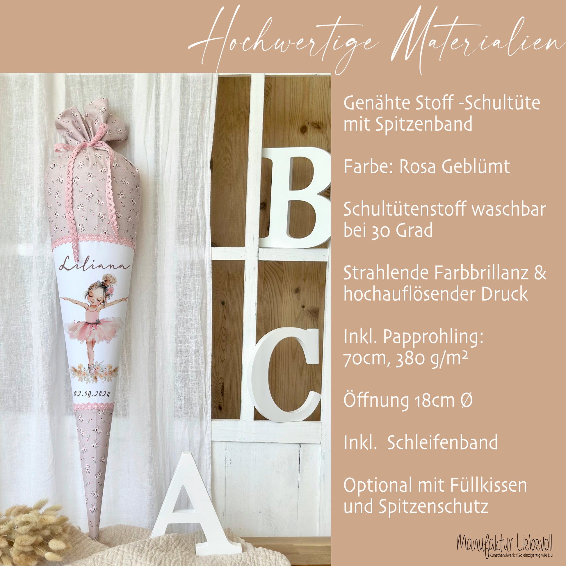 Ballerina Schultüte mit Namen, Zuckertüte für Mädchen
