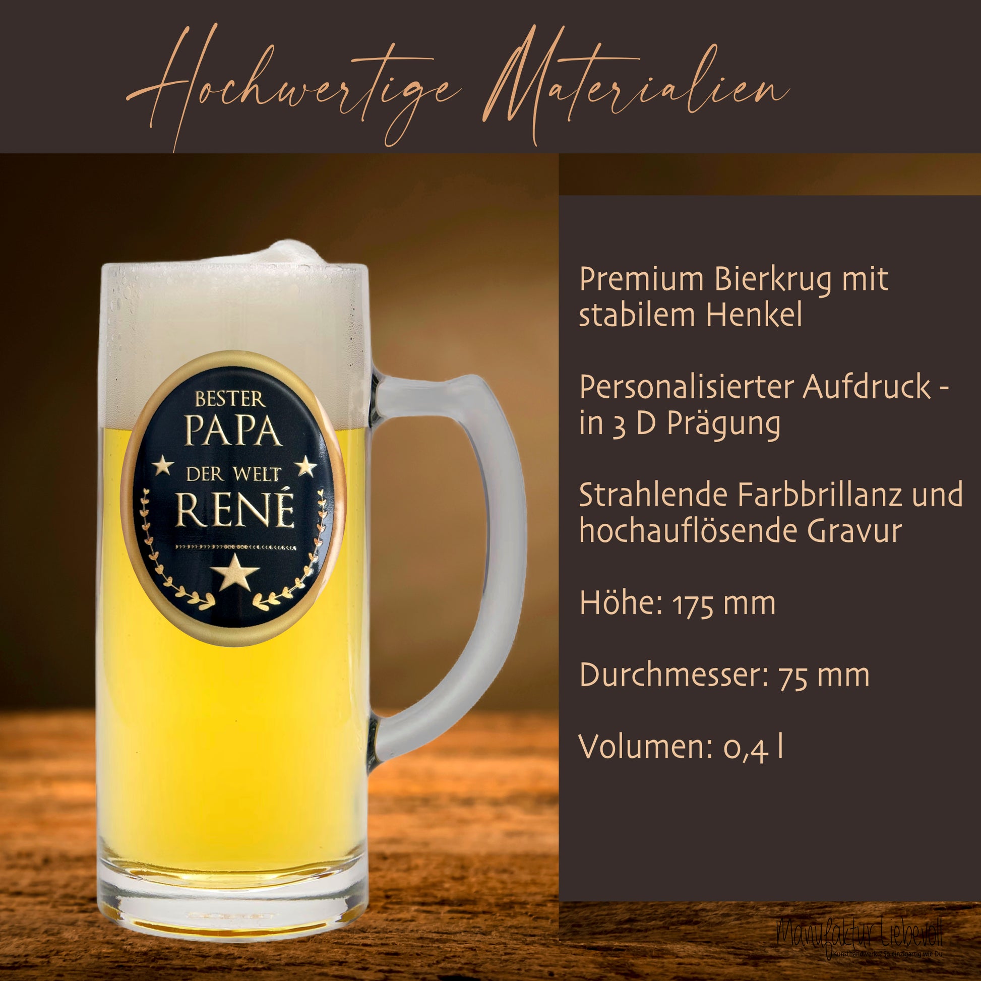 Bierglas Gravur Papa Name Geschenk Vatertag Geburtstag