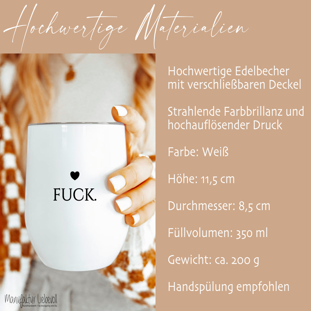Weinglas to go mit Deckel, Thermobecher Edelstahl Becher, Sektbecher,  Spruch Mittelfinger Fuck