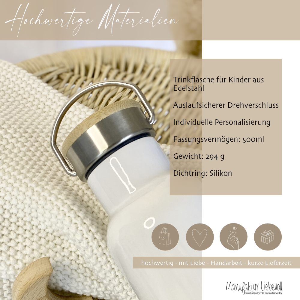 Kinder Trinkflasche Dino mit Namen als Geschenkidee für Kinder