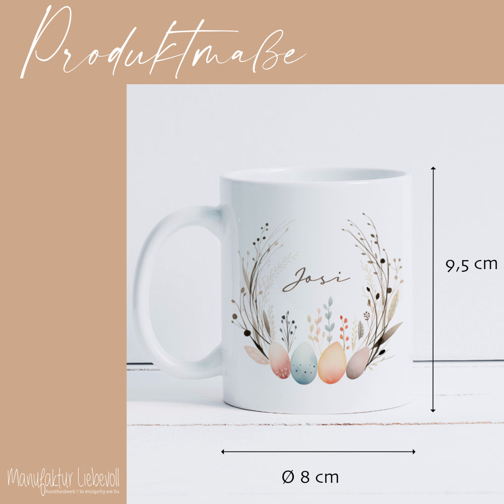 Personalisierte Ostertasse mit Osterhasen, 3 Motive zur Auswahl