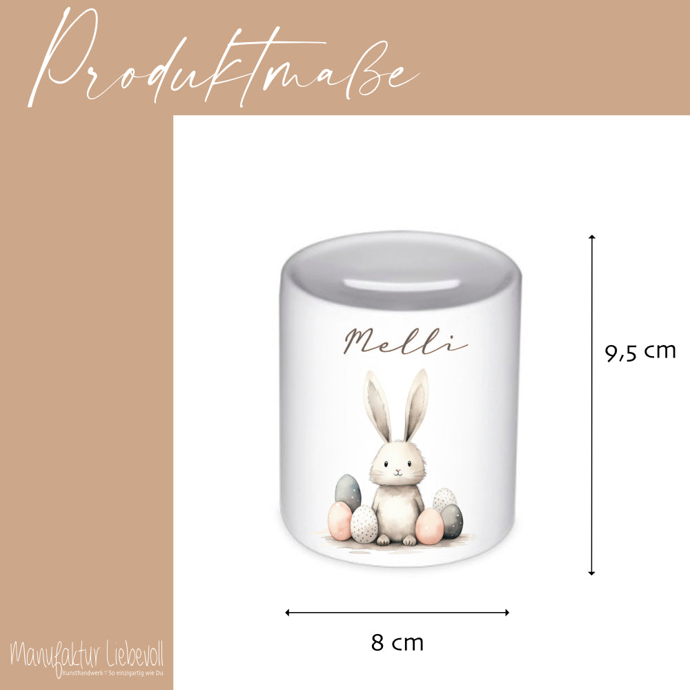 Spardose mit Namen für Kinder mit Ostermotiven