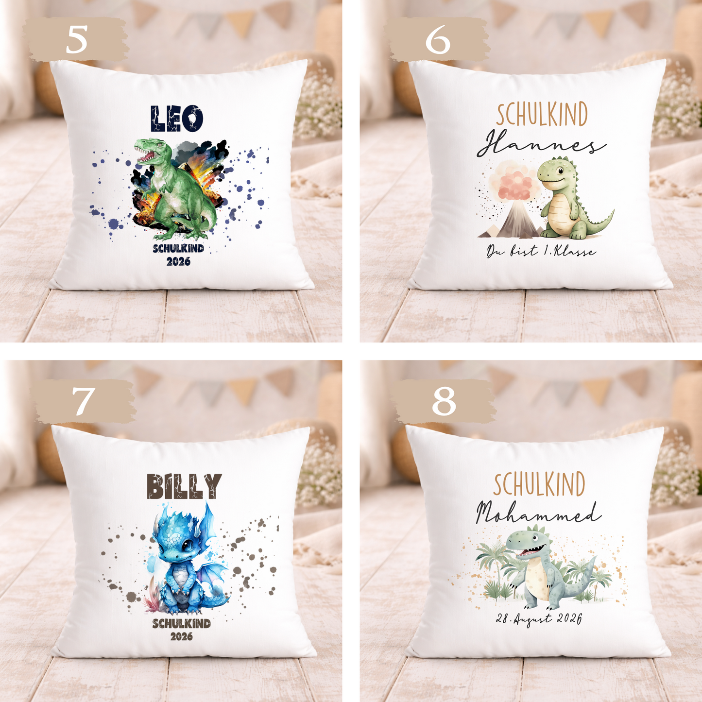 Personalisiertes Kissen zur Einschulung – Schulkind 2026 Geschenk mit Namen