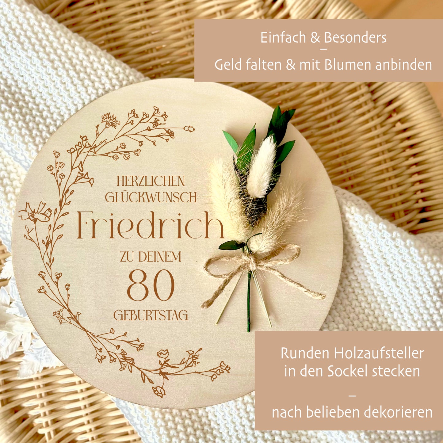 Geburtstagsgeschenk Geld Geschenk zum Geburtstag aus Holz Geldgeschenk mit Namen zum 18. 20. 30. 40. 50. 60. 70. 80. 90. Geburtstag Deko