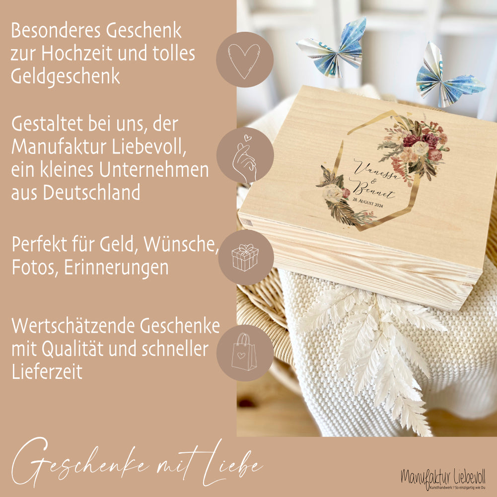 Erinnerungskiste Hochzeitsgeschenk Personalisiert Geldgeschenk Holzkiste Hochzeit 
