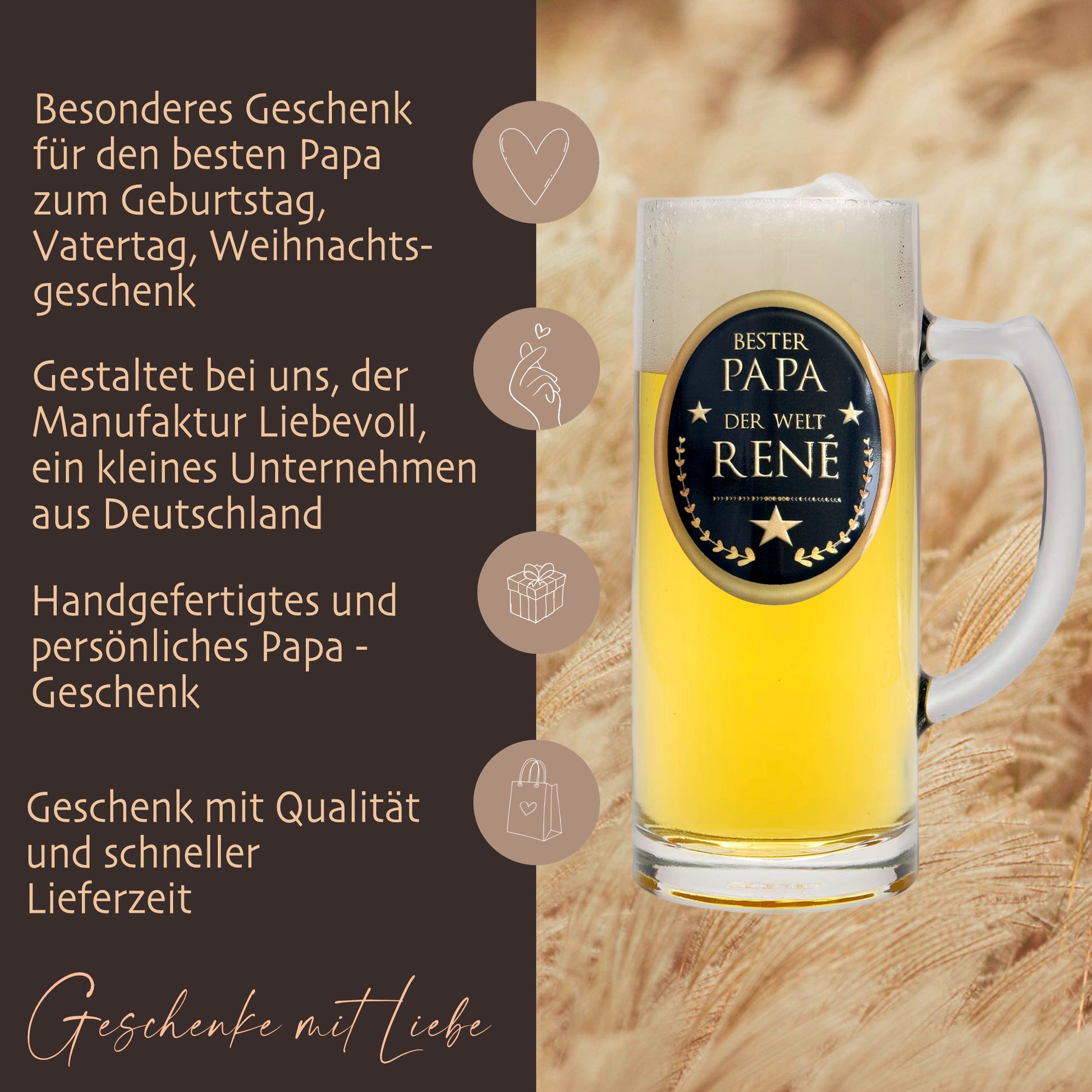 Bierglas Gravur Papa Name Geschenk Vatertag Geburtstag