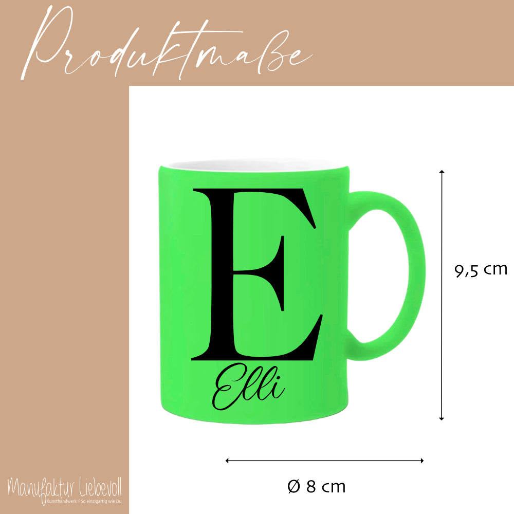 Personalisierte Tasse mit Namen und Buchstaben | 4 Tassenfarben zur Auswahl