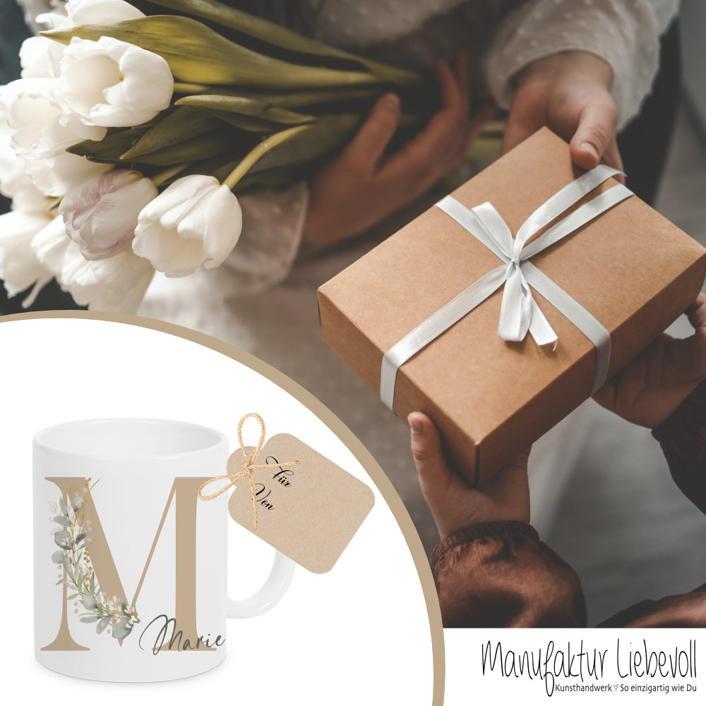 Tasse "Eukalyptus" mit Buchstaben und Namen für Frauen