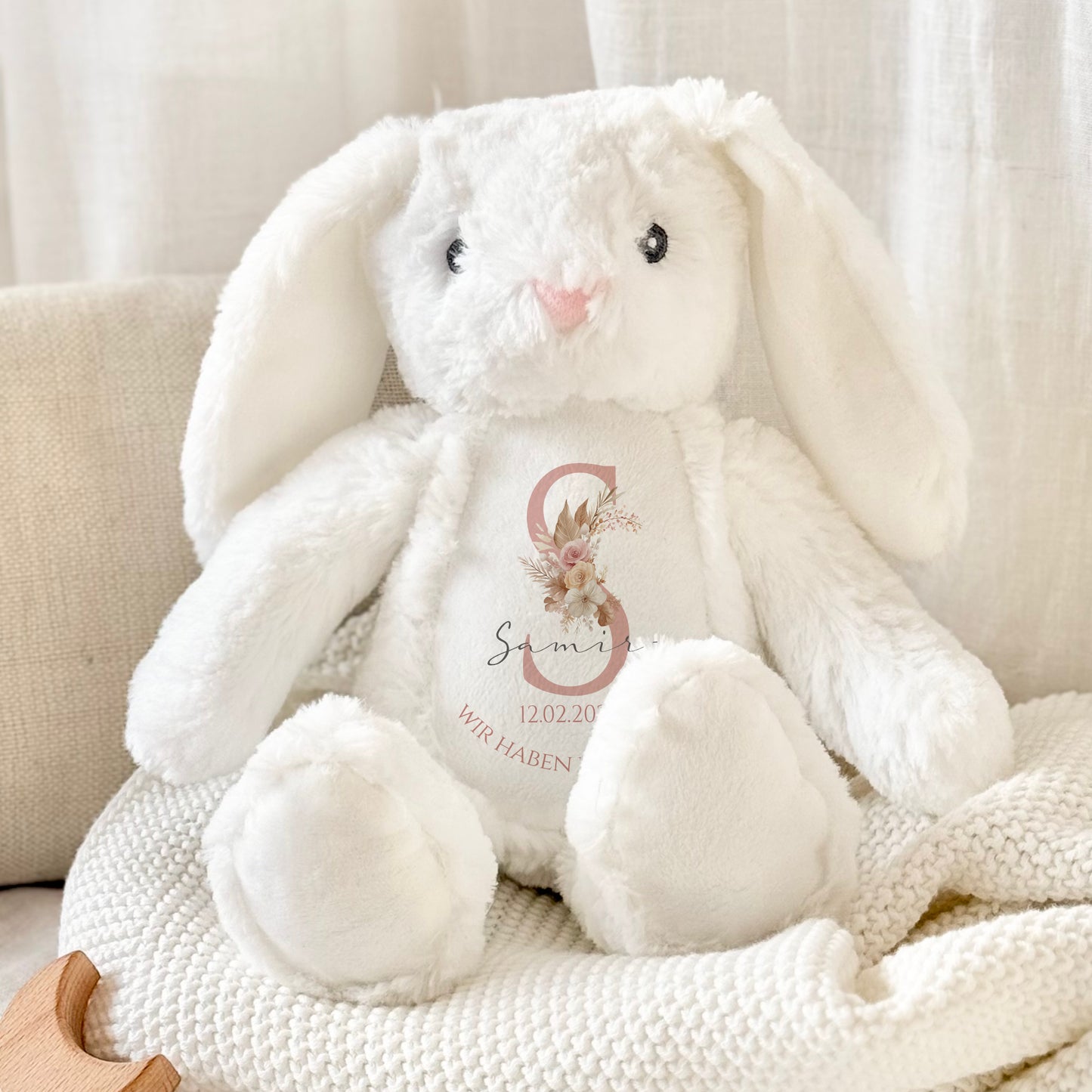 Personalisiertes Plüschtier Namen Datum Spruch Baby Geschenk Geburt Taufe Geburtstag