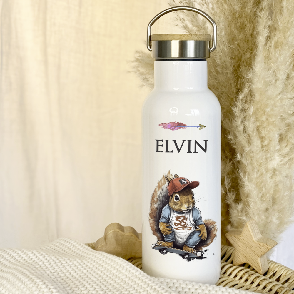 Eichhörnchen Skater Trinkflasche als Geschenkidee für Kinder