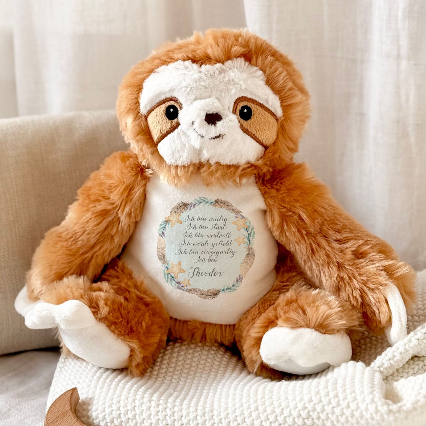 Personalisiertes Plüschtier Namen Geschenk Baby Geburt Taufe Geburtstag mit Affirmation