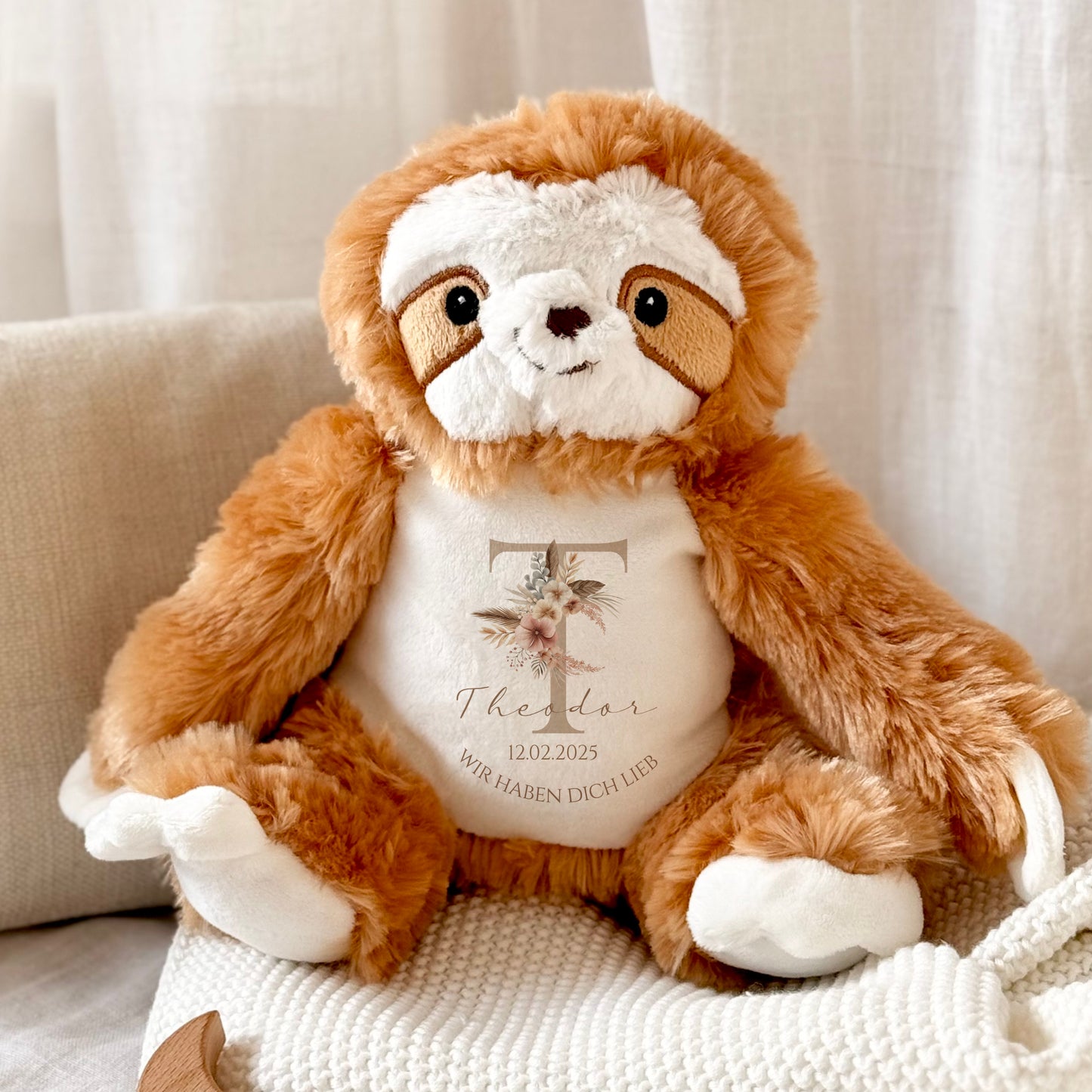 Personalisiertes Plüschtier Namen Datum Spruch Baby Geschenk Geburt Taufe Geburtstag