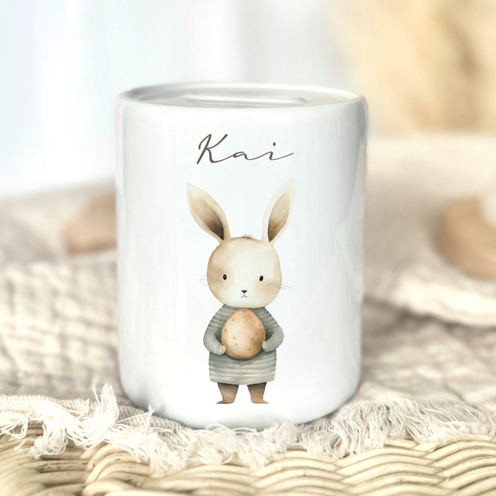 Spardose mit Namen für Kinder mit Ostermotiven