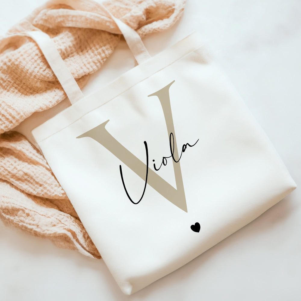 Stoffbeutel mit Namen und Buchstaben personalisiert