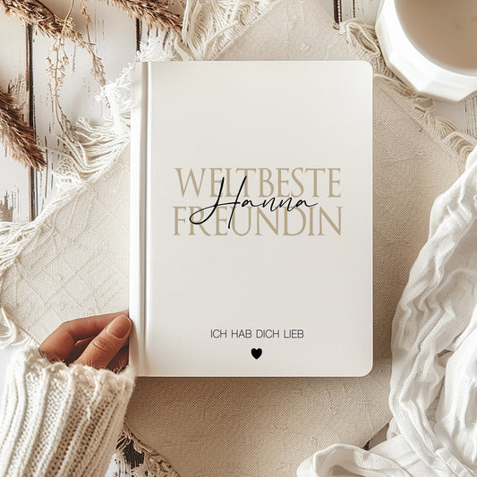 Notizbuch Freundin Geschenk mit Namen personalisiertes Notizheft weltbeste Freundin, weltbester Freund, Partner, Herzensmensch