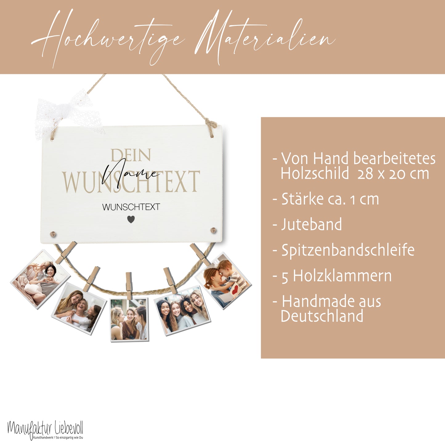 Herzensmensch Wunschtext Personalisiertes Fotogeschenk mit Namen für Frauen & Männer Geburtstag Geburtstagsgeschenk