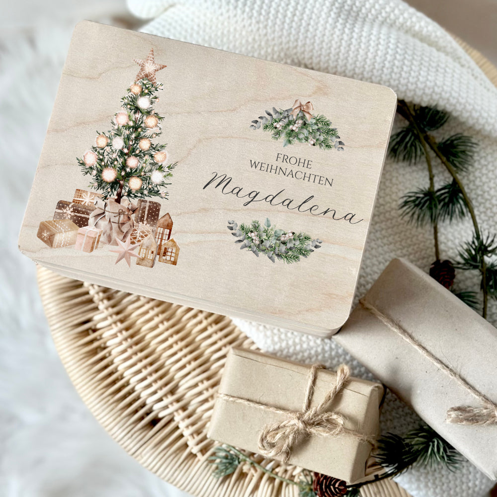 Personalisierte Heiligabend Box Holzbox Personalisiert Weihnachten Geschenk Frohe Weihnachten für Kinder Familie Frauen Freundin Holzkiste
